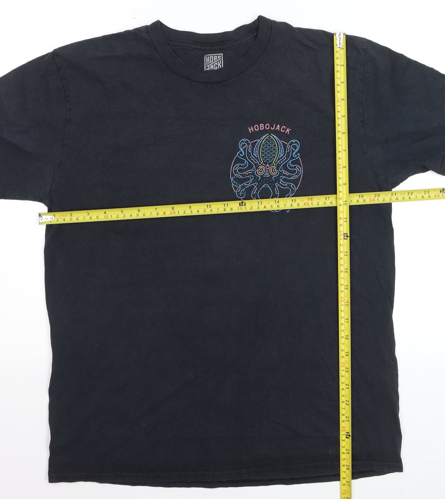 Hobo Jack Men's Black Graphic Octopus Cotton T-Shirt Size L