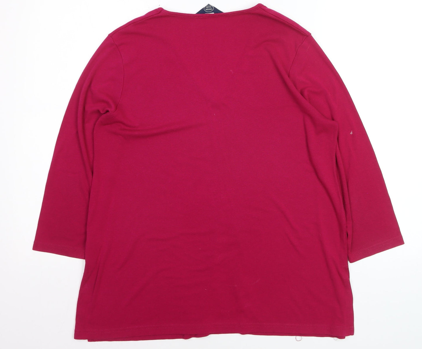 Debenhams Women's Red V-Neck Beaded 3/4 Sleeve Stretch Top Size 16