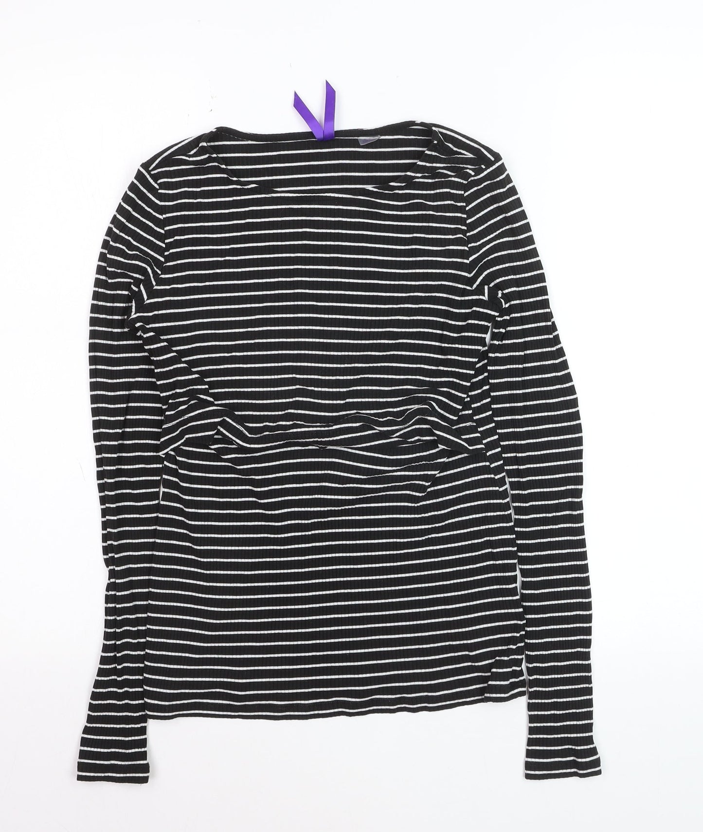 Seraphine Women's Black Striped Maternity Long Sleeve Jersey Top XS