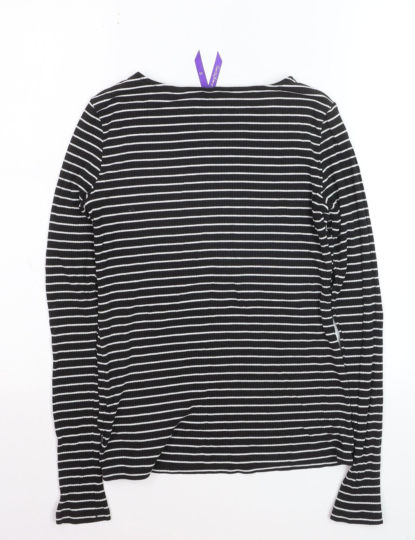 Seraphine Women's Black Striped Maternity Long Sleeve Jersey Top XS