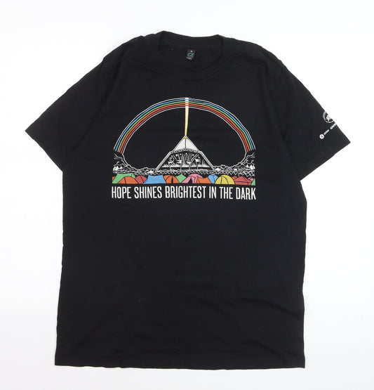 Earth Positive Men's Black Medium Graphic Festival Quote T-Shirt
