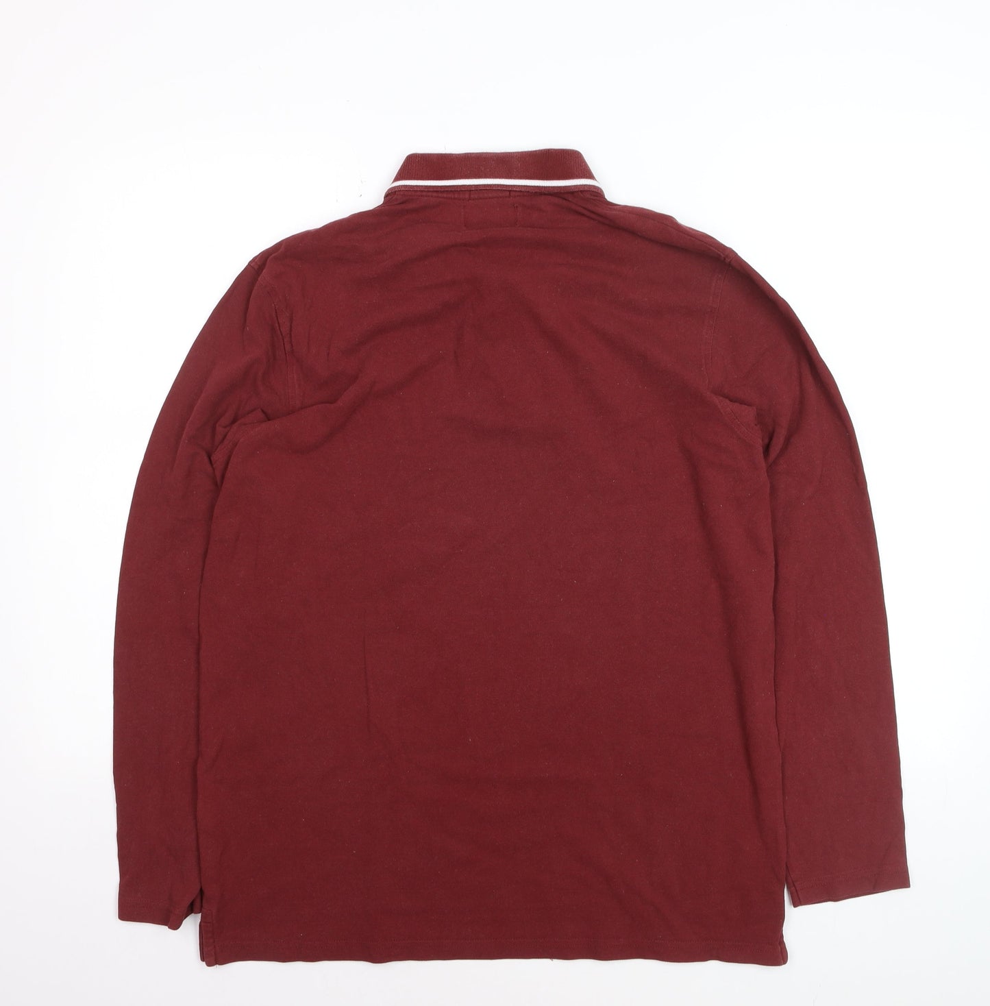 Jack & Jones Men's Maroon Long Sleeve Polo Shirt XL Cotton