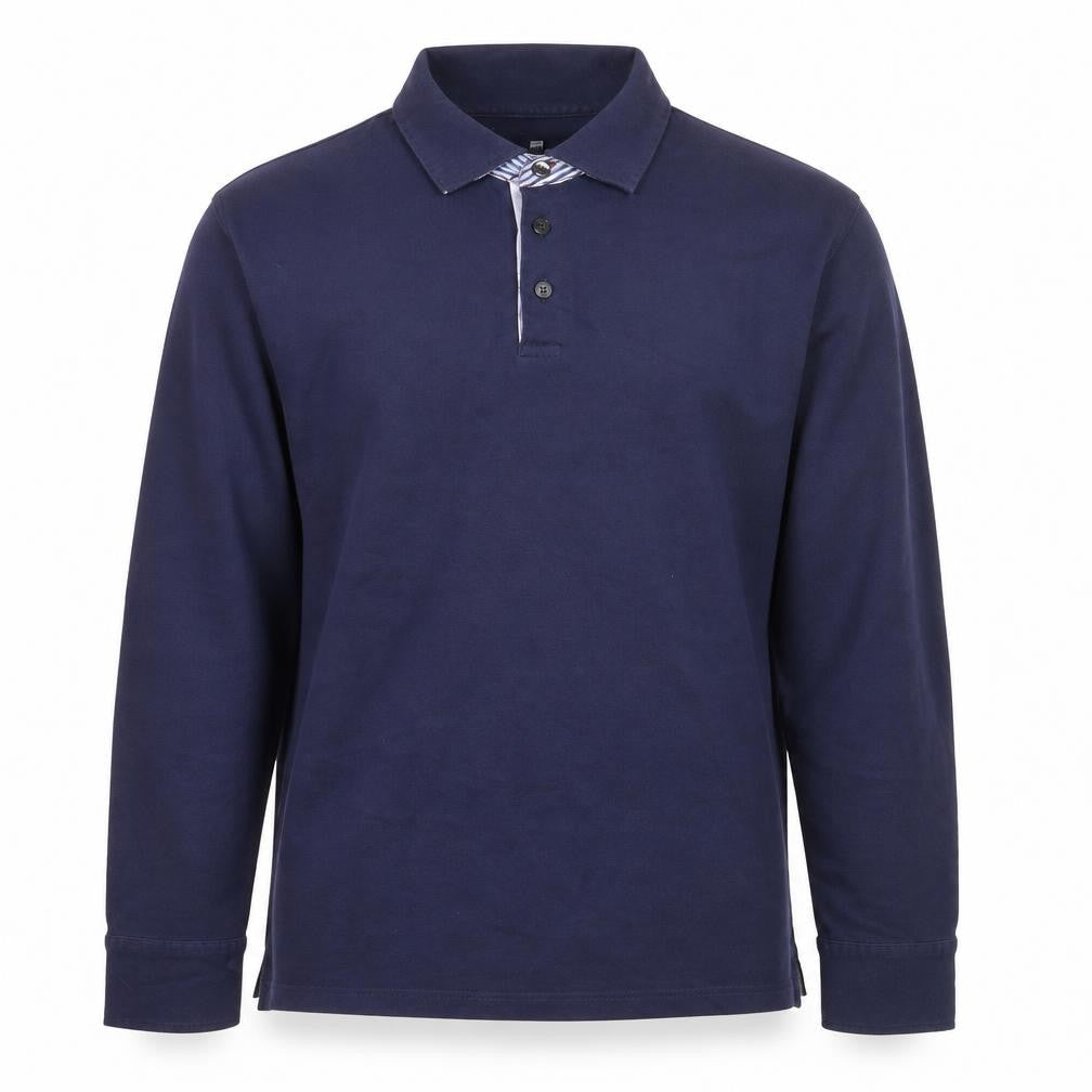 Marks & Spencer Blue Harbour Men's Blue Long Sleeve Cotton Polo Shirt Size S