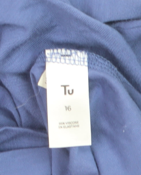 Tu Women Blue Roll Neck Slim Fit Long Sleeve Jumper Size 16