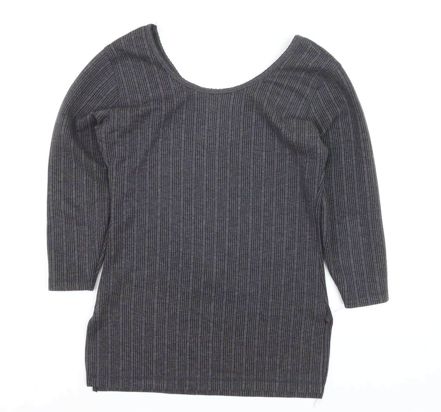Dixcy Scott Women’s Grey Ribbed Slim Fit Scoop Neck Jumper XL