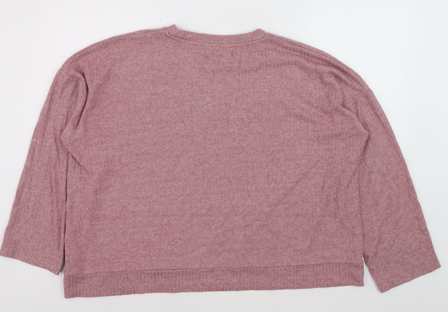 Marks and Spencer Women Pink XL Relaxed 3/4 Sleeve Basic T-Shirt