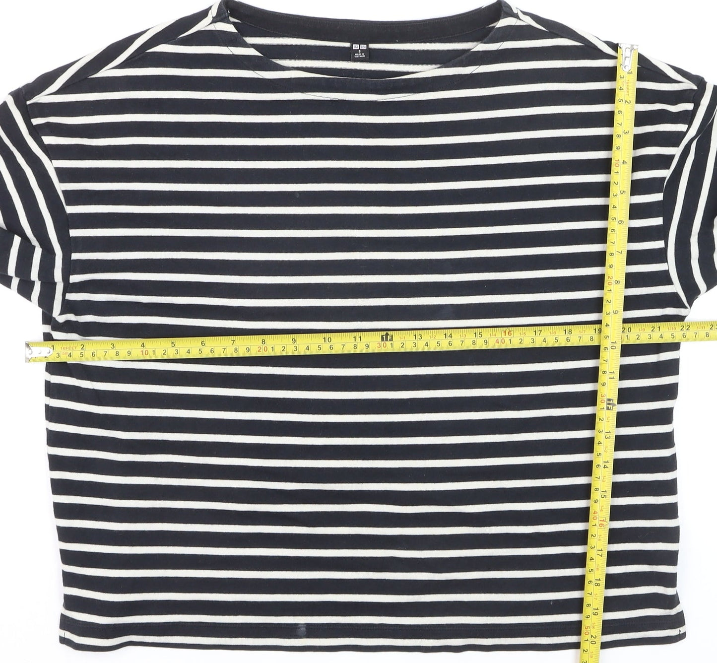 Uniqlo Womens Blue Striped Long Sleeve Cotton Jersey T-Shirt Size S