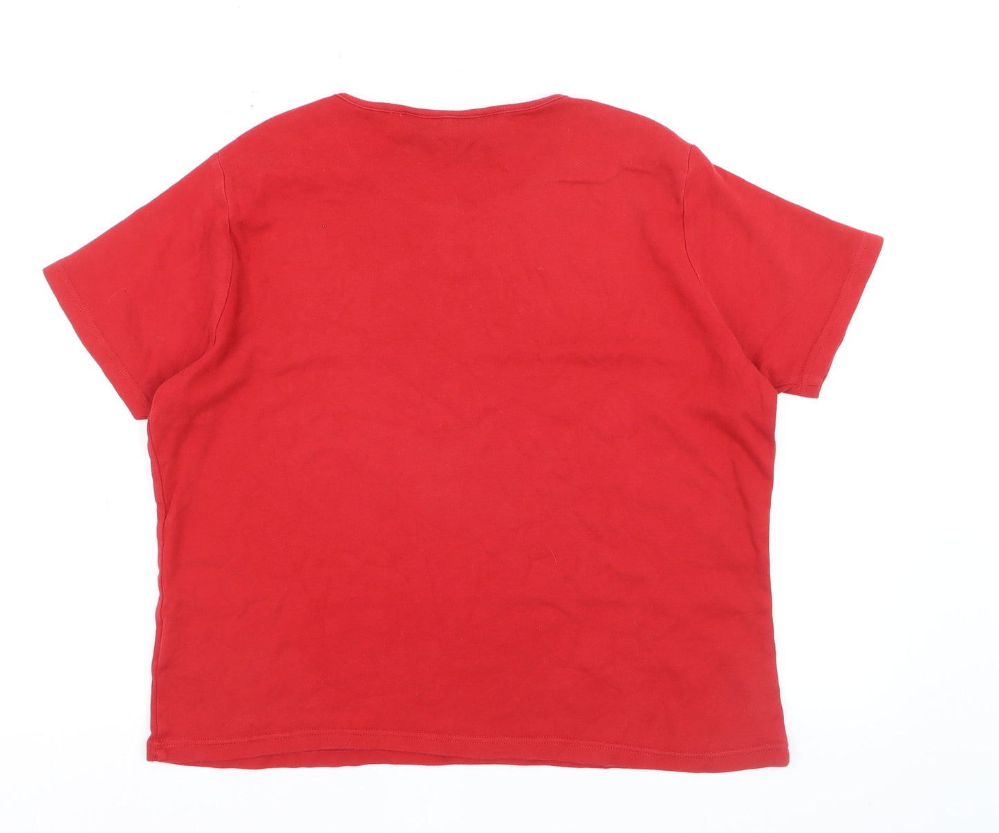 EWM Women Red Cotton Short Sleeve Basic T-Shirt Size 18