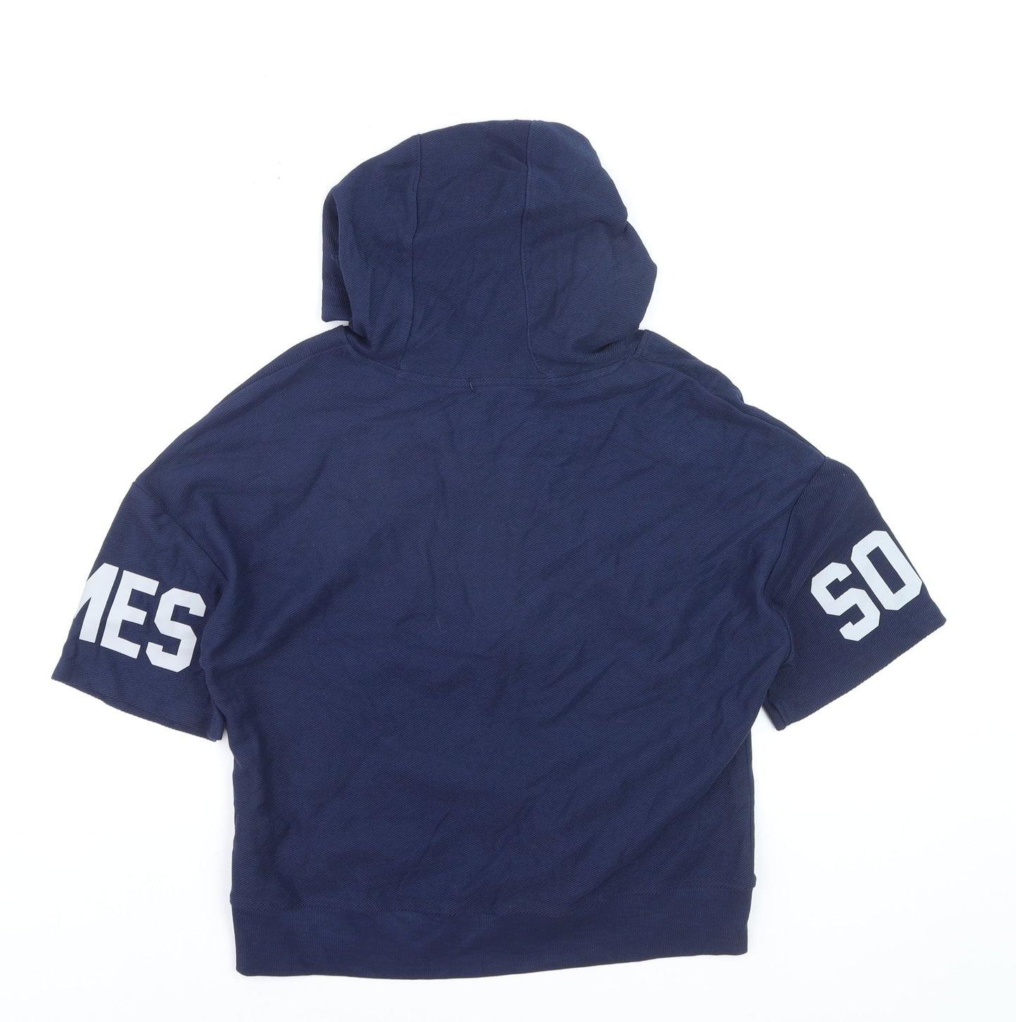 StudioFit Womens Navy Blue Short Sleeve Full Zip Hoodie Size L
