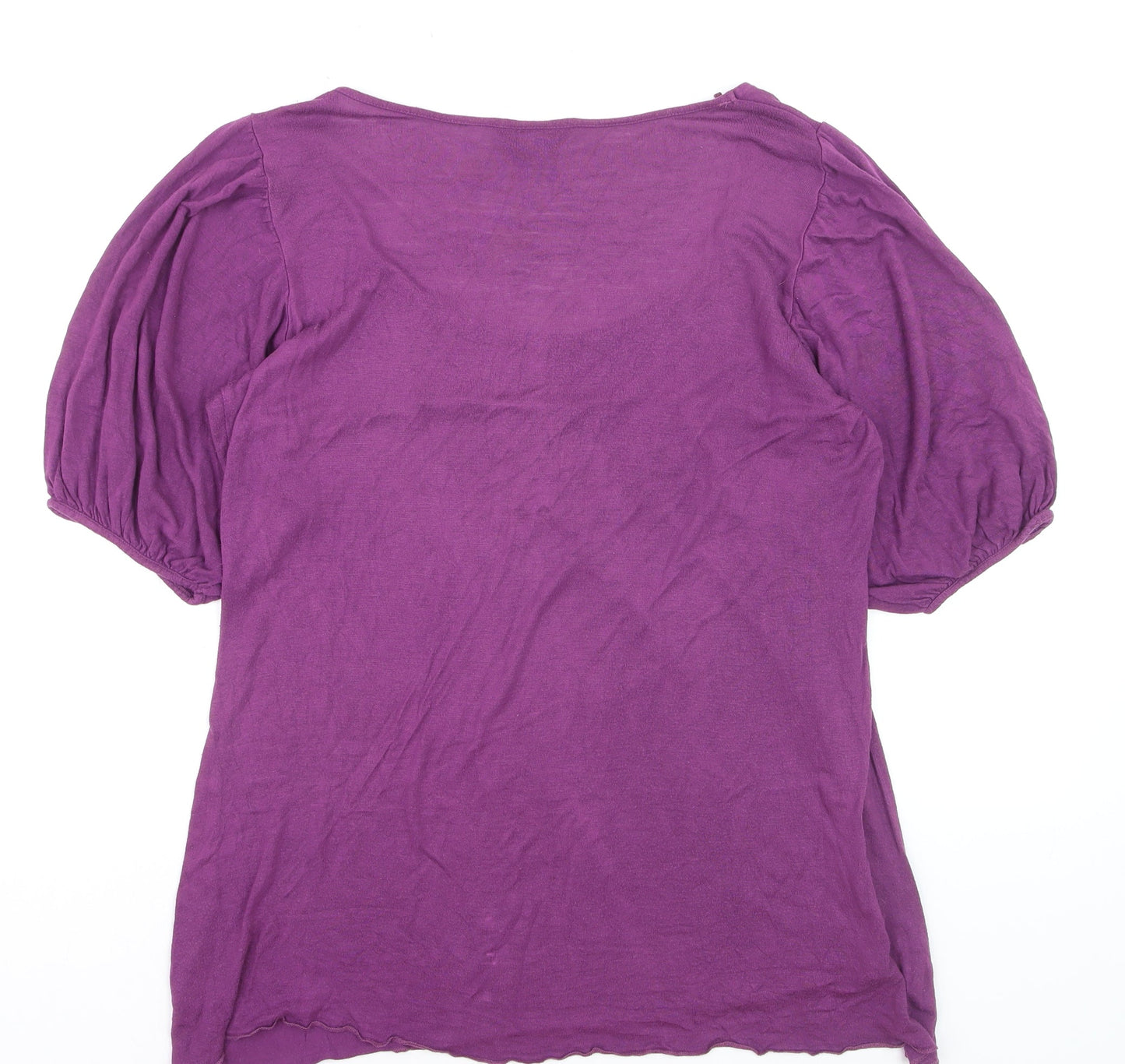 H&M Collection Women’s Purple Viscose Short Sleeve Scoop Neck Blouse L
