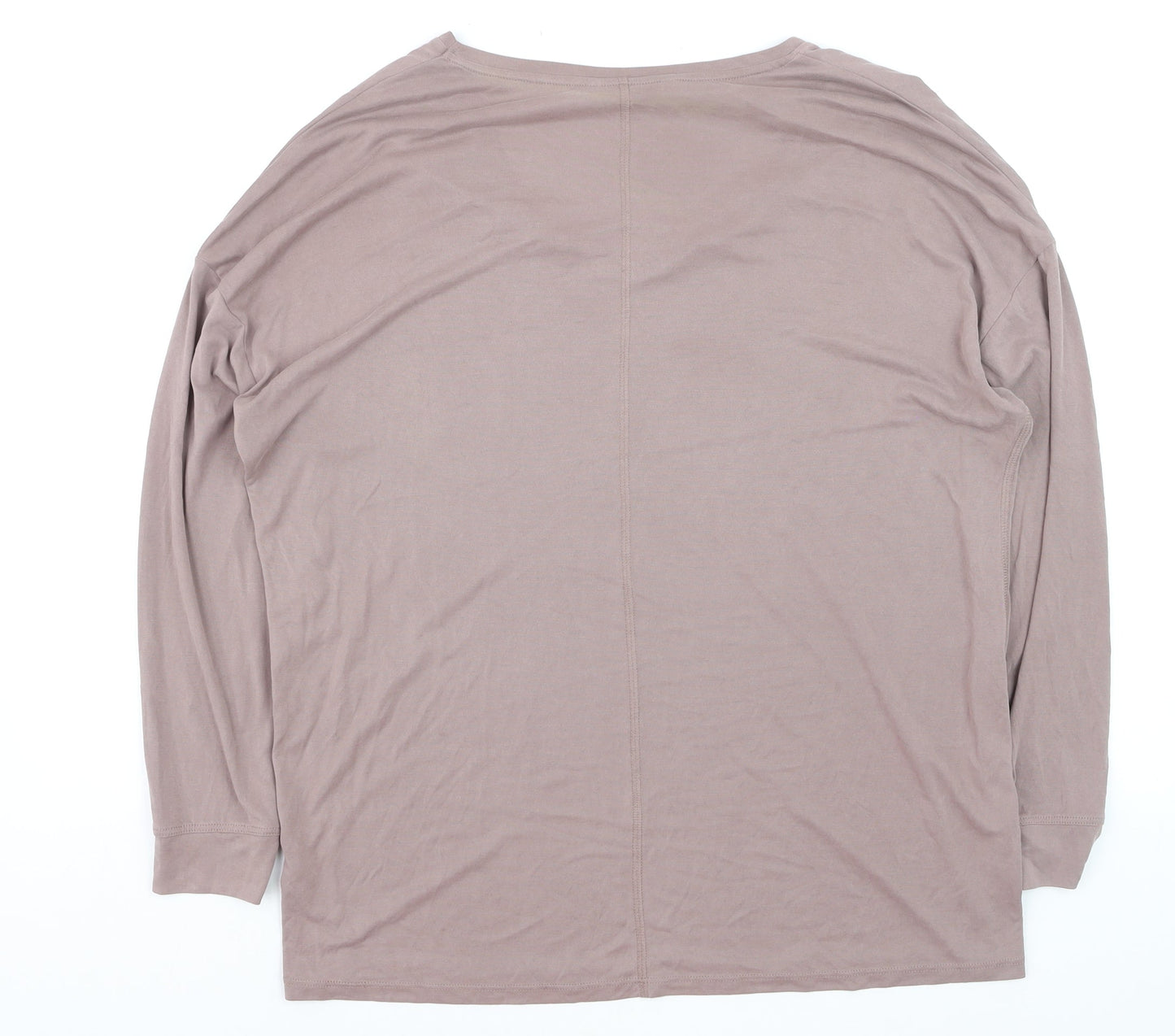 Tu Women Brown V-Neck Long Sleeve Jersey T-Shirt Size 16