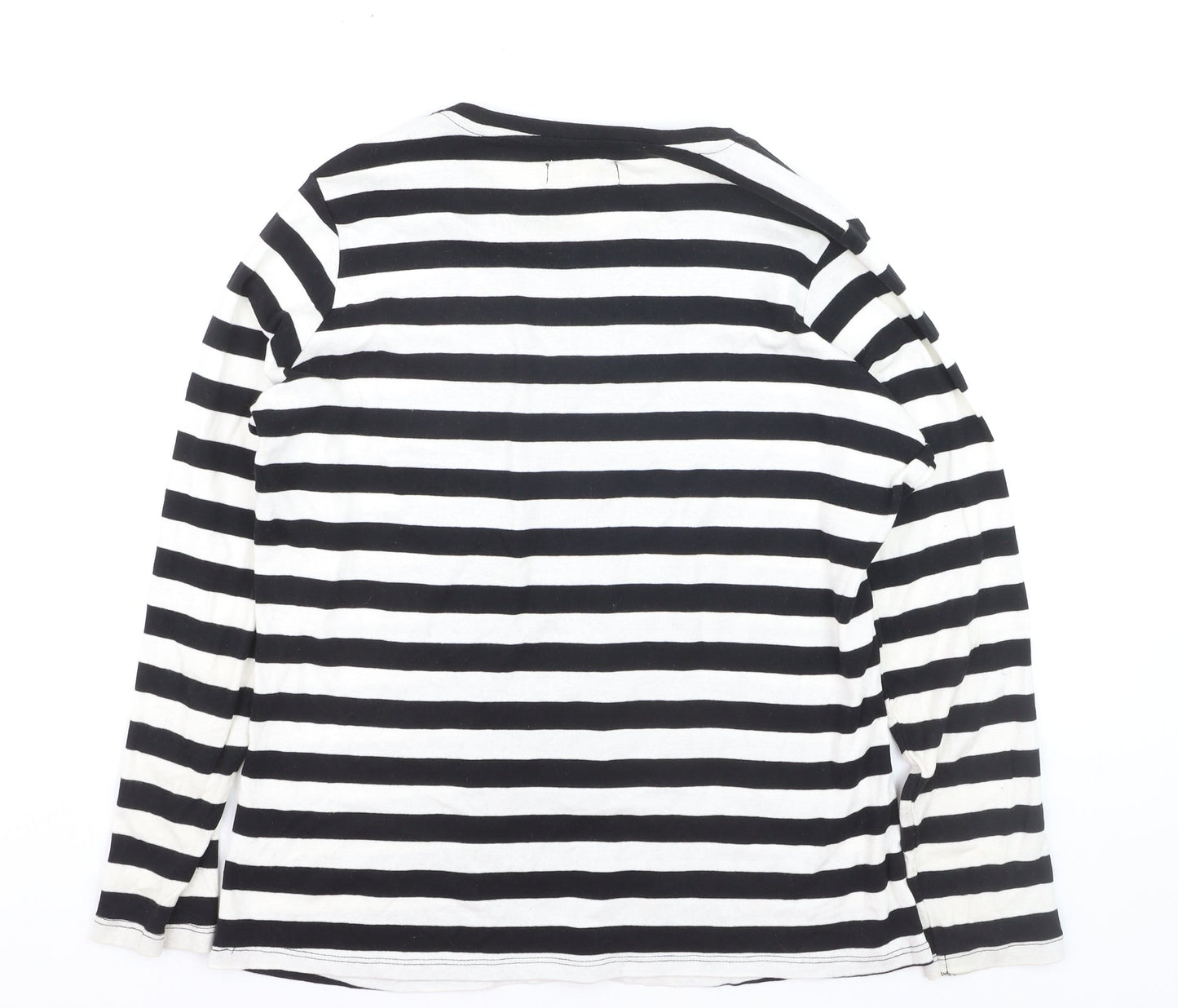 Capsule Women Black White Striped Long Sleeve Cotton T-Shirt Size M