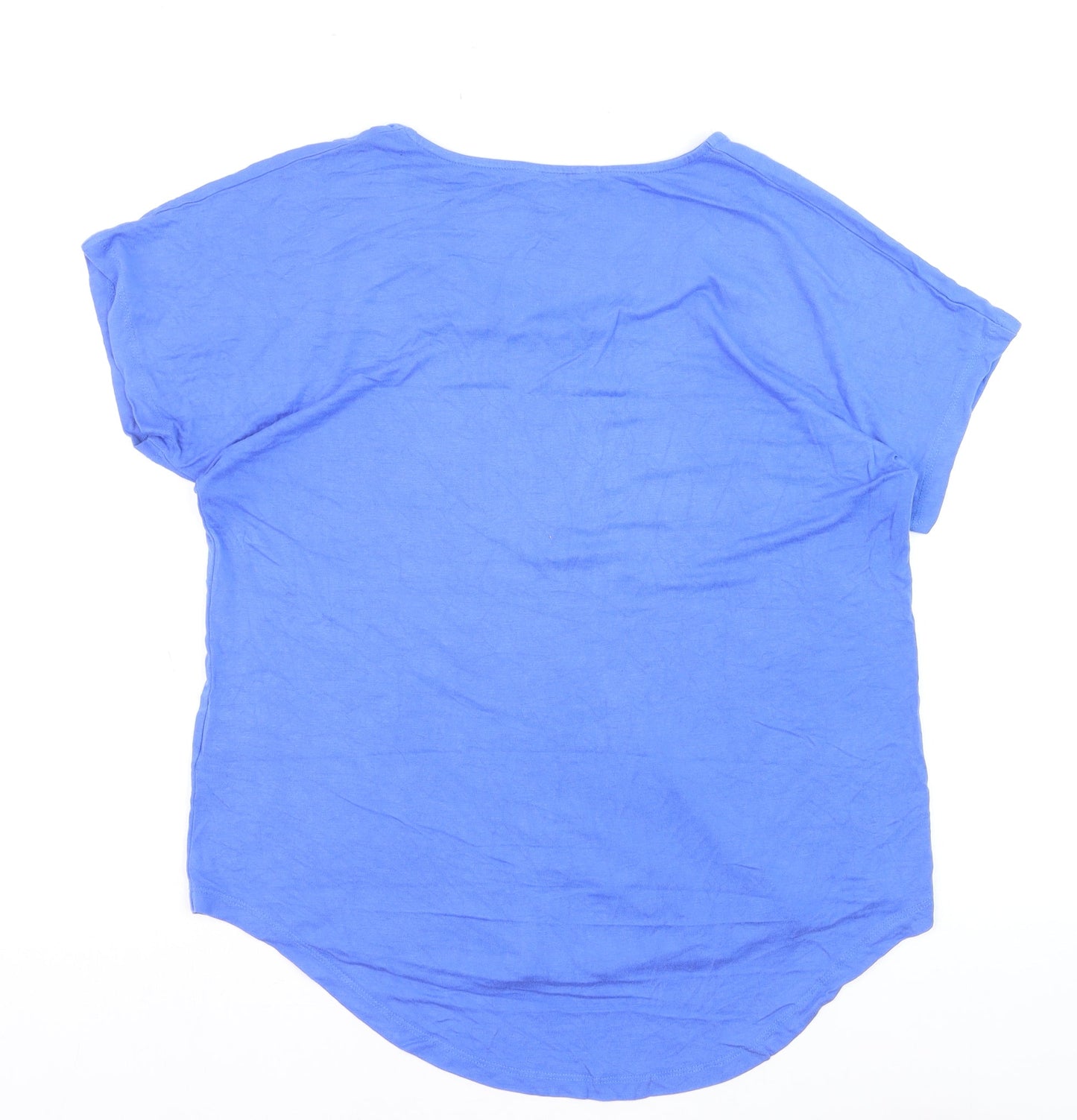 Peacocks Women Blue Size 14 Zip Front Viscose T-Shirt