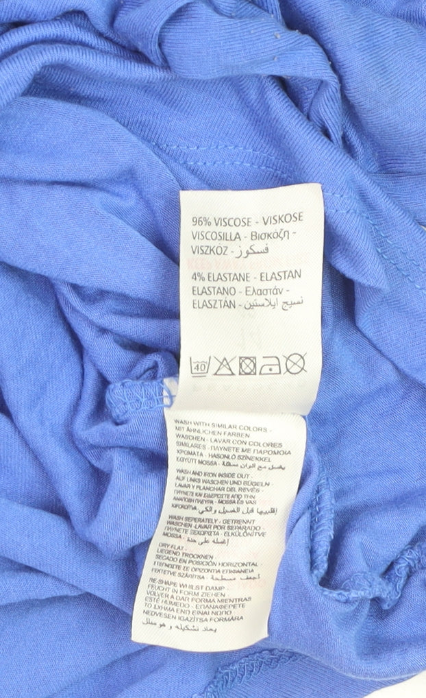 Peacocks Women Blue Size 14 Zip Front Viscose T-Shirt