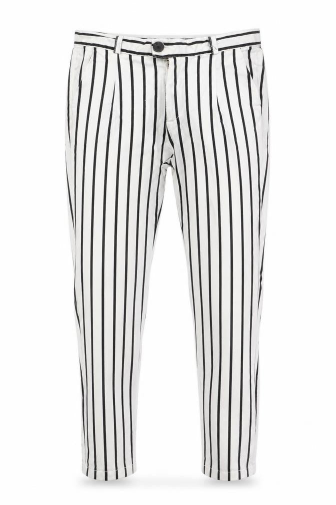 Vera & Lucy Women's White Striped Slim Trousers Size S