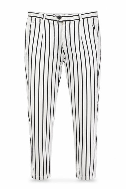 Vera & Lucy Women's White Striped Slim Trousers Size S