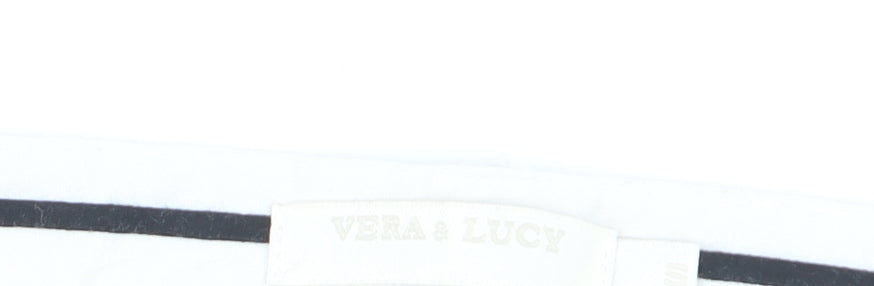 Vera & Lucy Women's White Striped Slim Trousers Size S