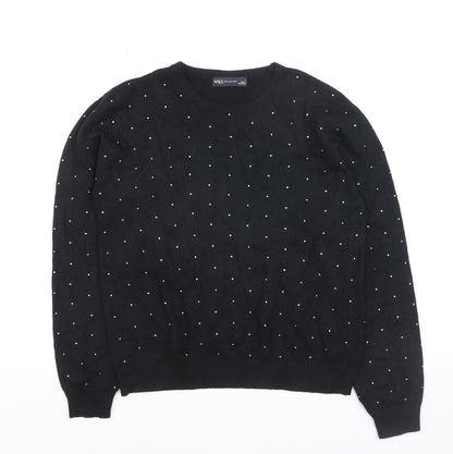 Marks & Spencer Women's Black Beaded Crew Neck Jumper Size L