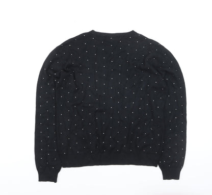 Marks & Spencer Women's Black Beaded Crew Neck Jumper Size L