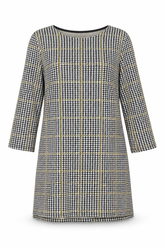 Stradivarius Women's Multicoloured Houndstooth Shift Dress Size 14