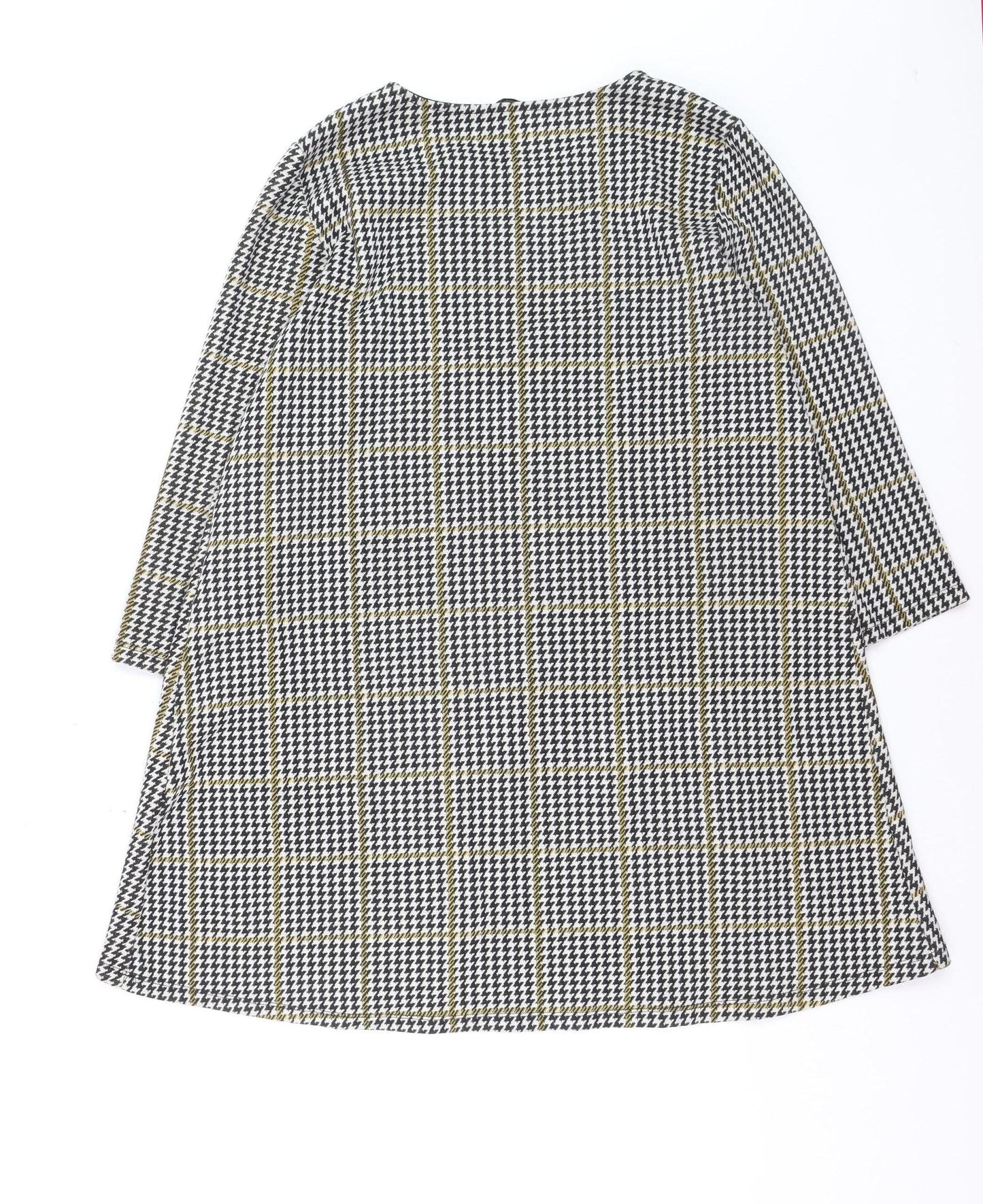 Stradivarius Women's Multicoloured Houndstooth Shift Dress Size 14