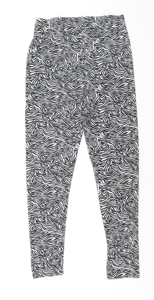 Golddigga Womens Black Zebra Print Ankle Leggings Size 10