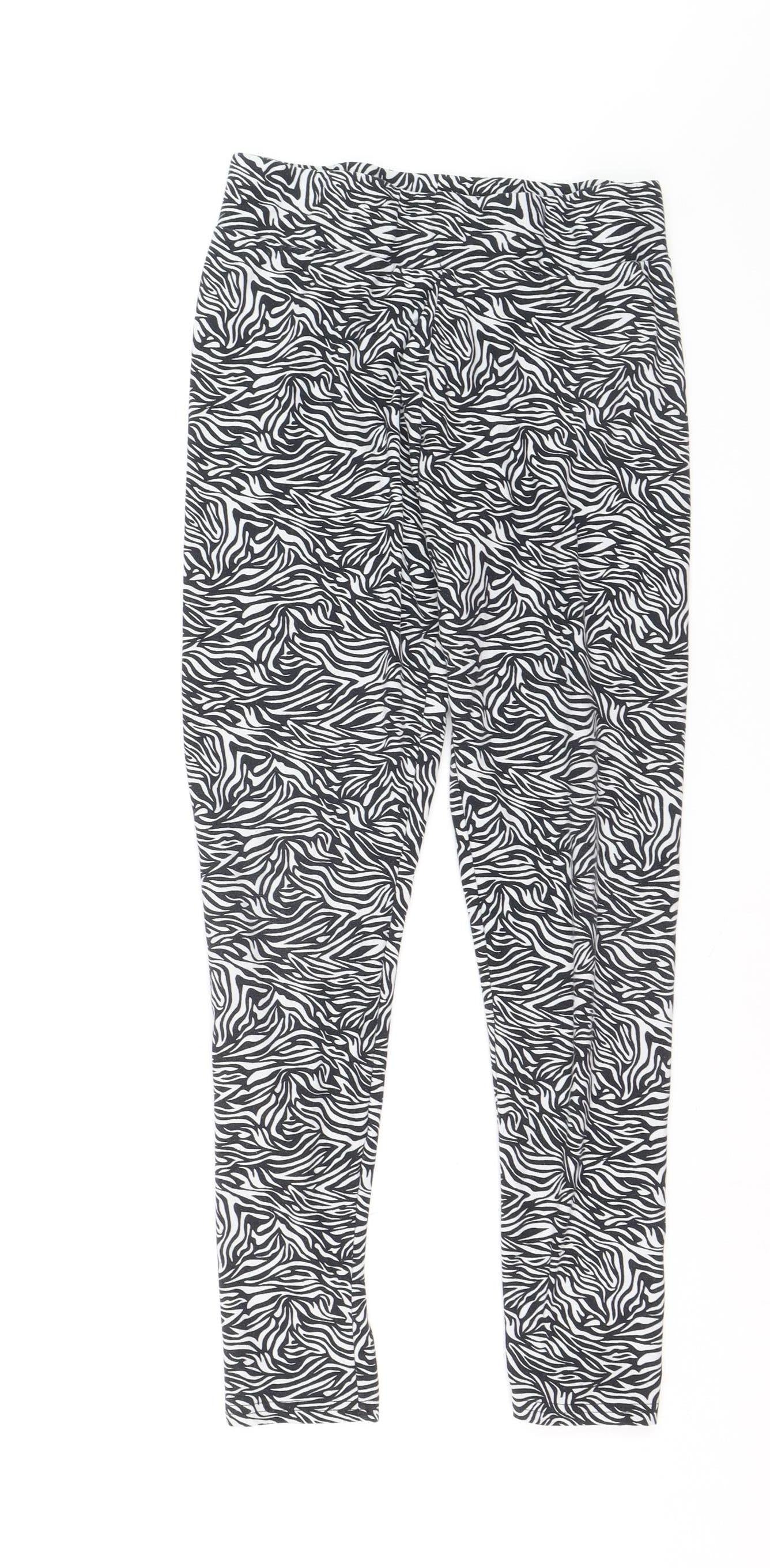 Golddigga Womens Black Zebra Print Ankle Leggings Size 10