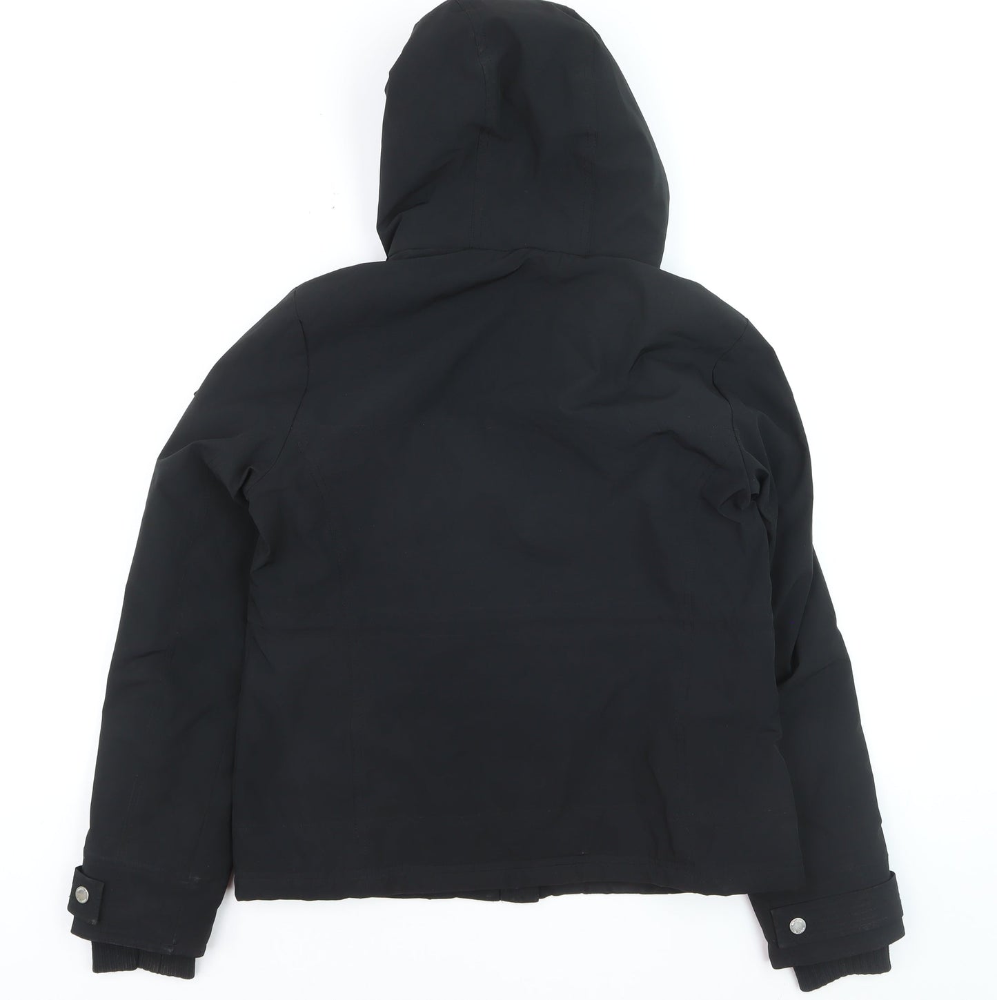 Hollister Women's Black Hooded Waterproof Parka Jacket S