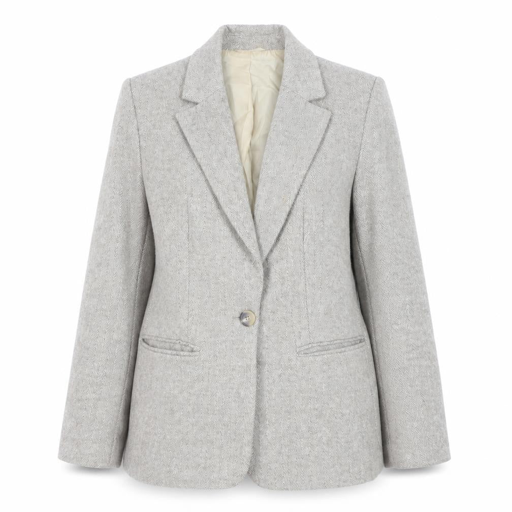 Zara Women Beige Wool Blend Single-Breasted Blazer XS
