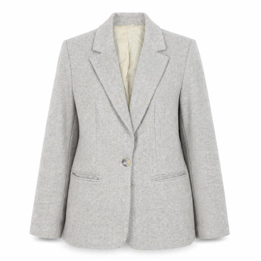 Zara Women Beige Wool Blend Single-Breasted Blazer XS
