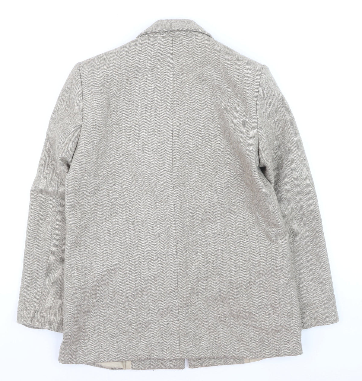Zara Women Beige Wool Blend Single-Breasted Blazer XS