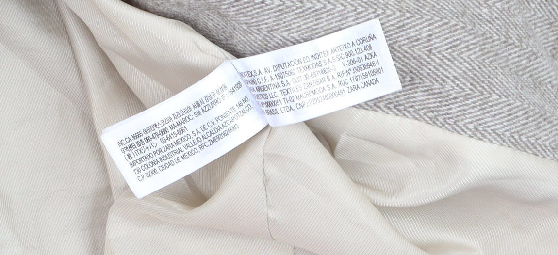 Zara Women Beige Wool Blend Single-Breasted Blazer XS