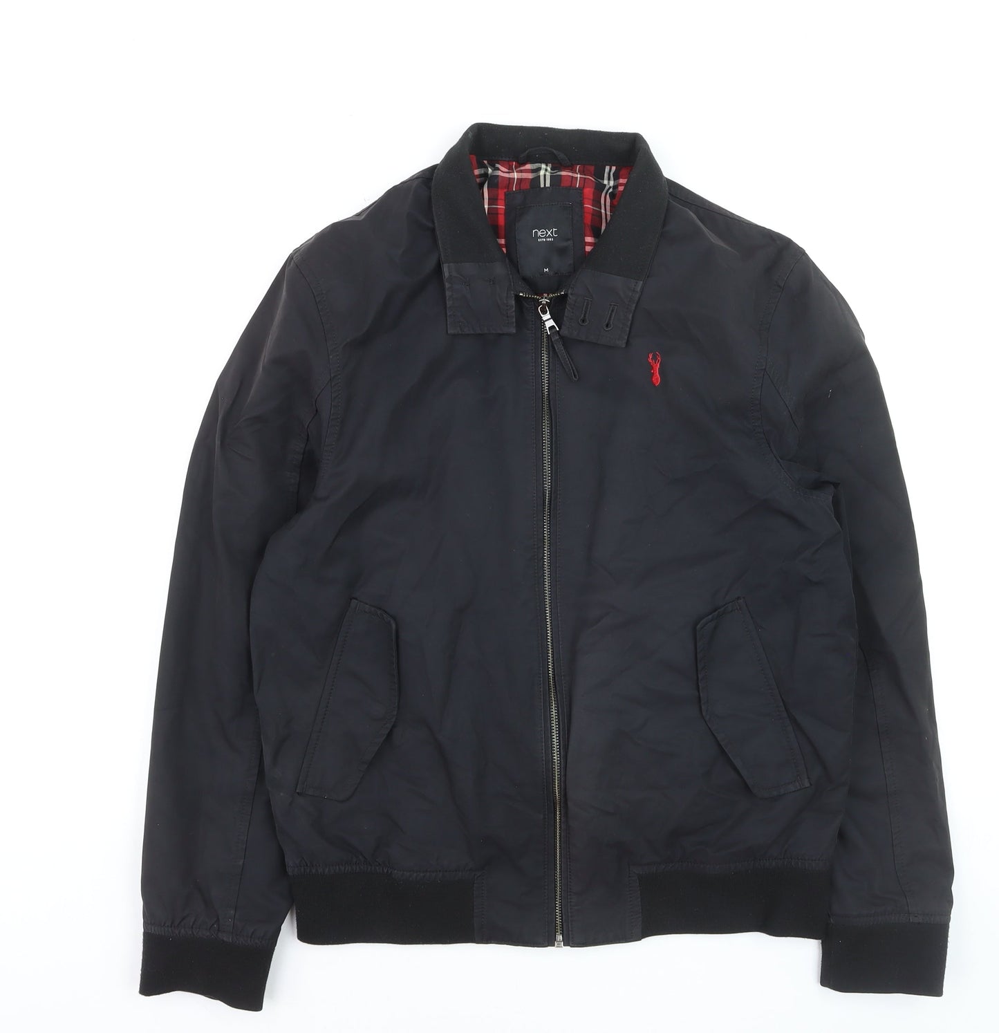 Next Men's Black Bomber Jacket M Cotton Nylon Lined Casual Style