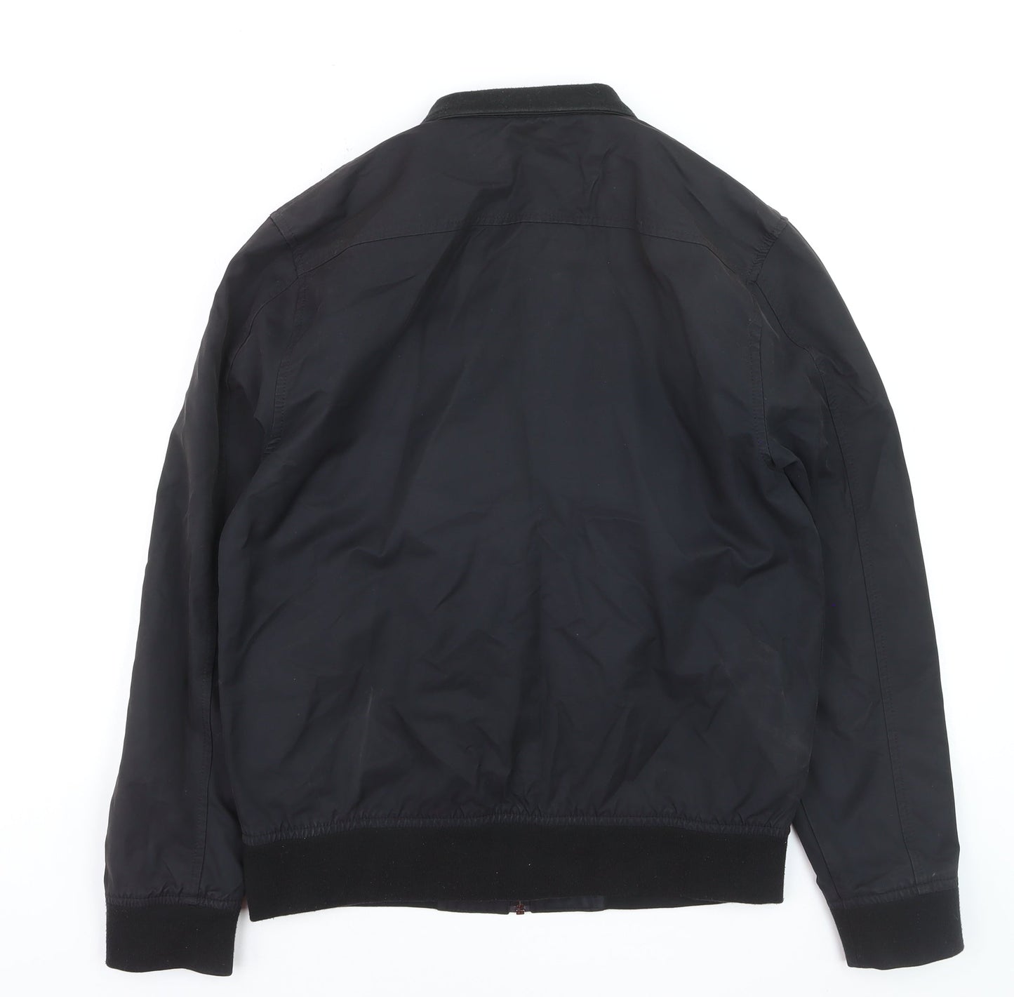 Next Men's Black Bomber Jacket M Cotton Nylon Lined Casual Style