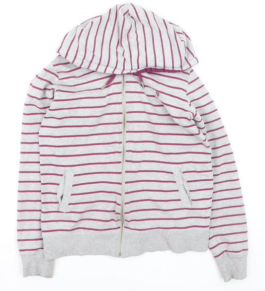 Crew Clothing Co. Women's Grey Stripe Full Zip Hoodie Size 10