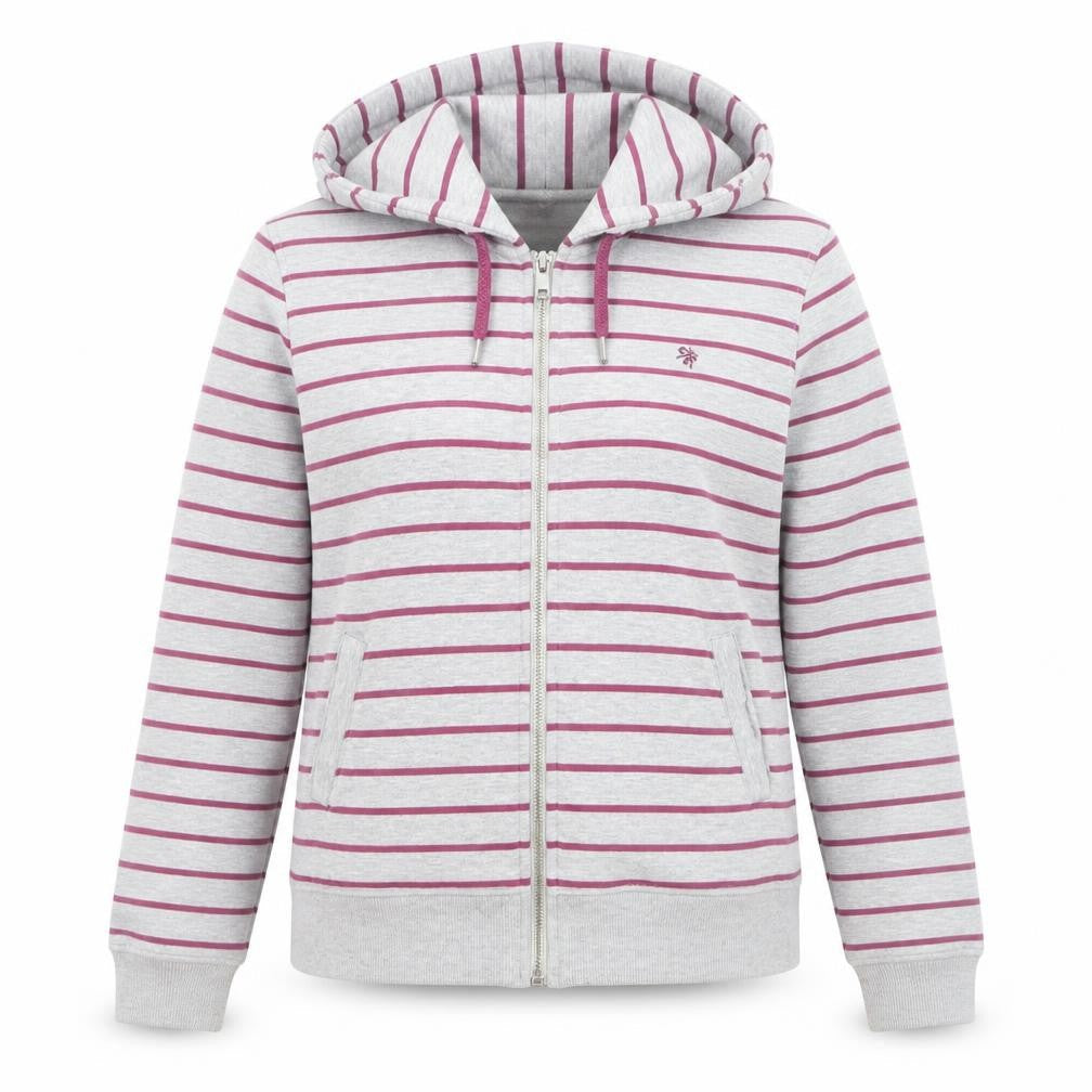 Crew Clothing Women's Grey Stripe Full Zip Hoodie Size 10