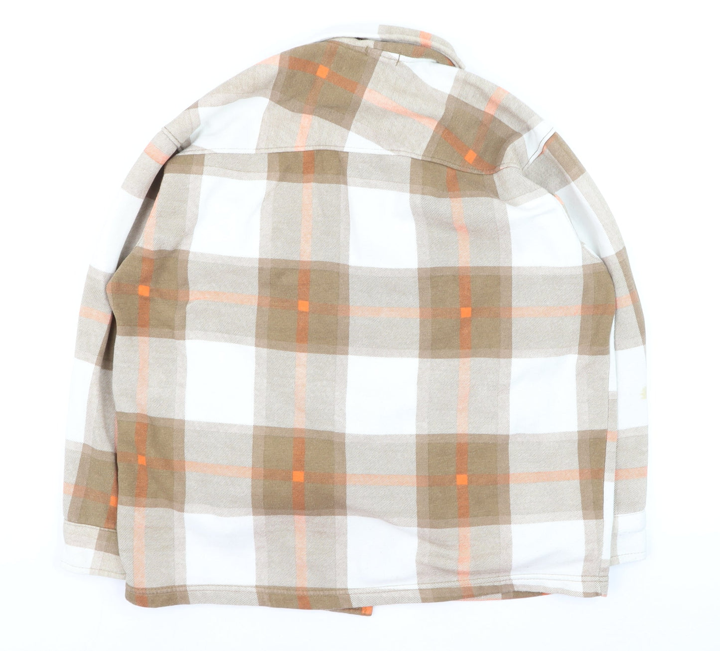 Boohoo Women's Beige Plaid Flannel Button-Up Shirt Size S