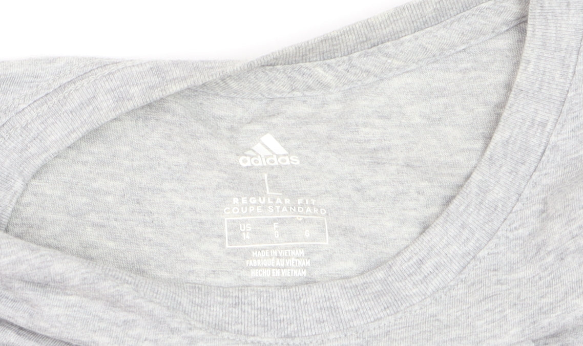 Adidas Girls Grey Graphic Logo T-Shirt Age 18 Years Regular Fit Cotton Blend