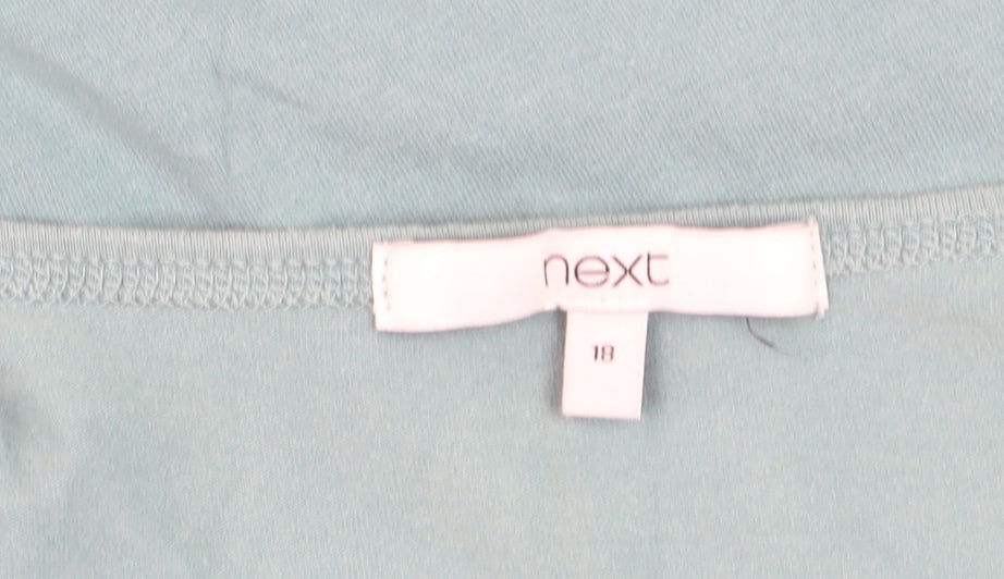 Next Women's Blue Scoop Neck Puff Sleeve Jersey Top Size 18