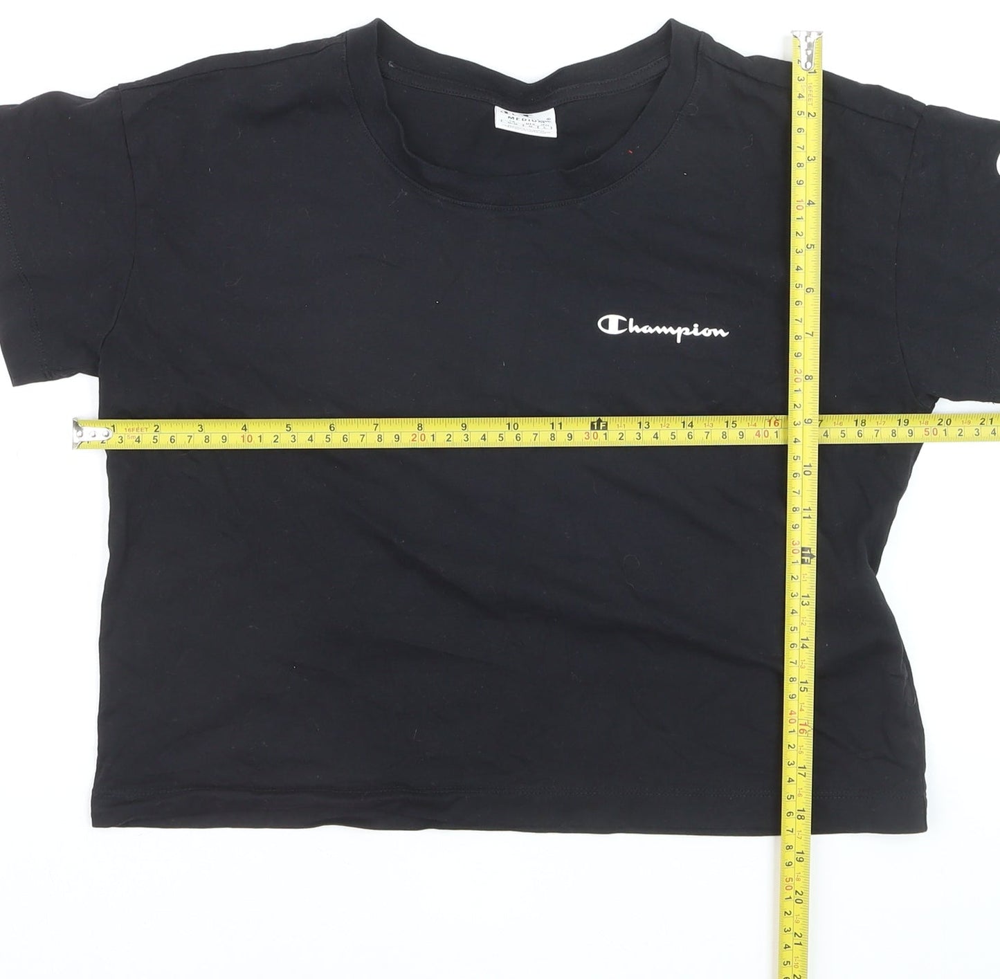Champion Women’s Black Cropped Cotton T-Shirt Size M