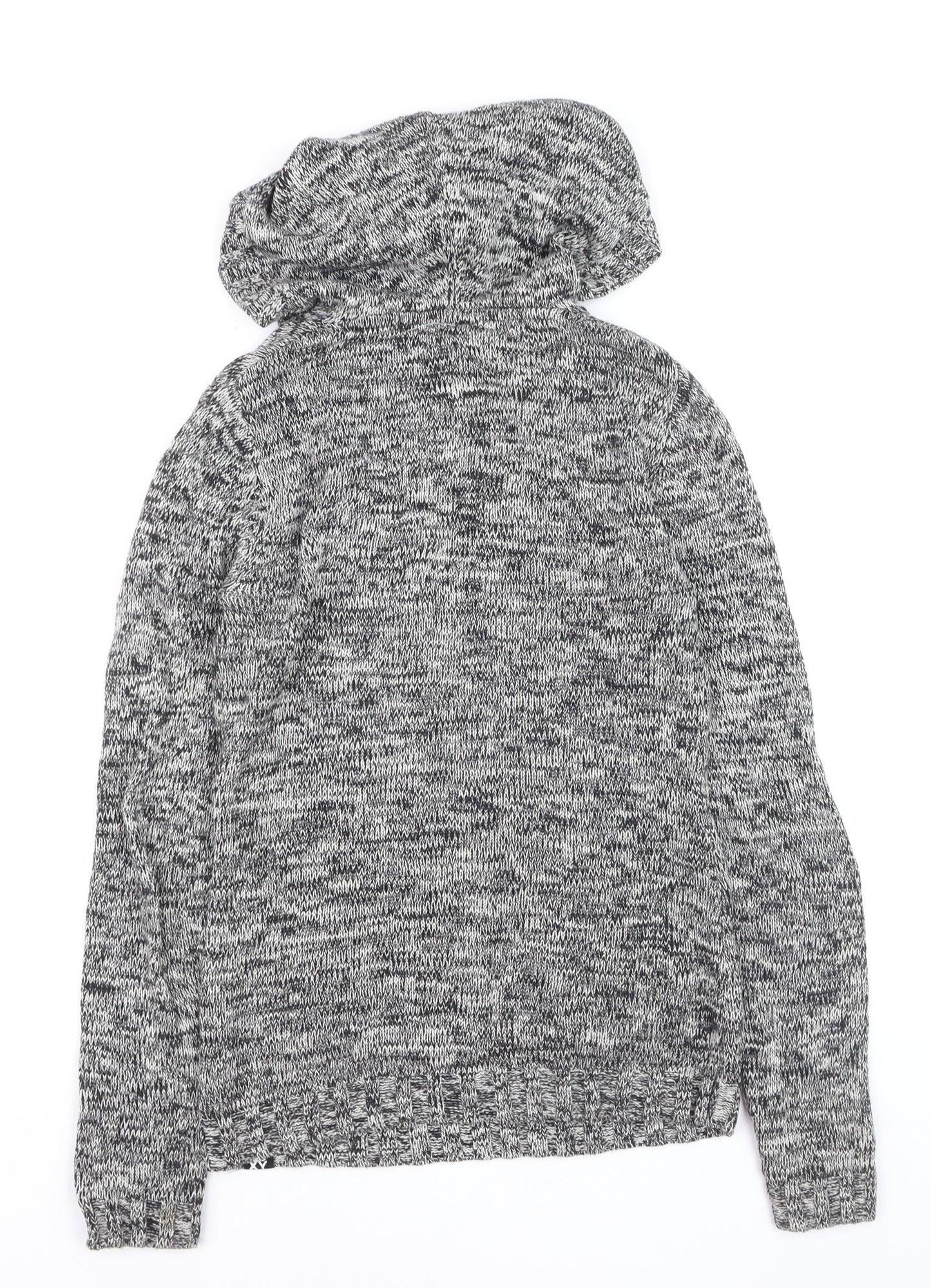 Roxy Women Grey Knit Hooded Pullover Jumper Size M