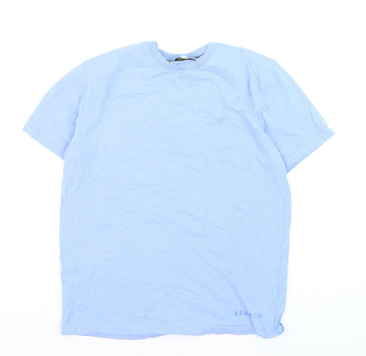 Kenrow Mens Blue Cotton Crew Neck Short Sleeve Regular T-Shirt M