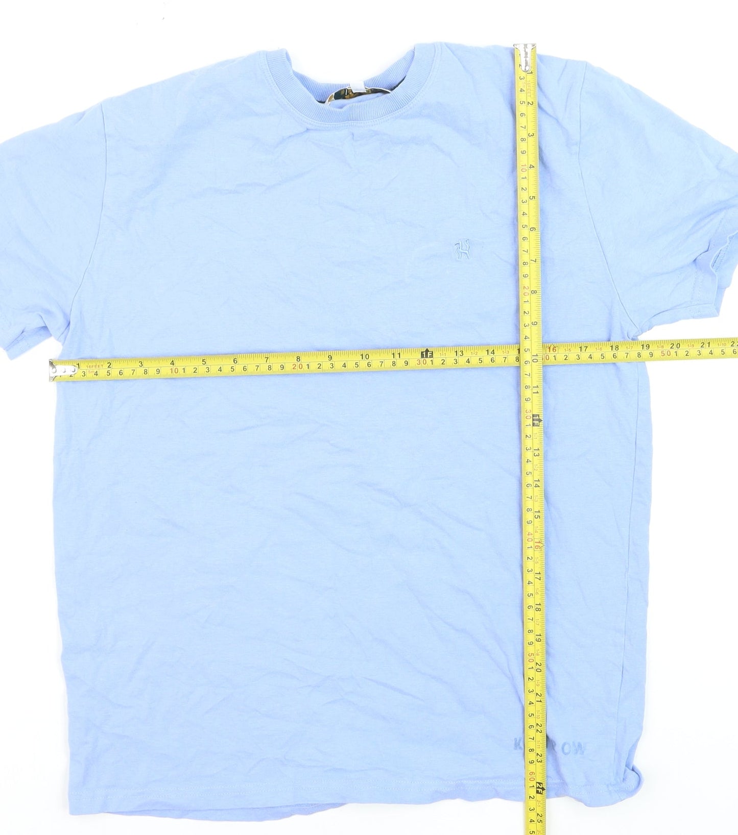 Kenrow Mens Blue Cotton Crew Neck Short Sleeve Regular T-Shirt M