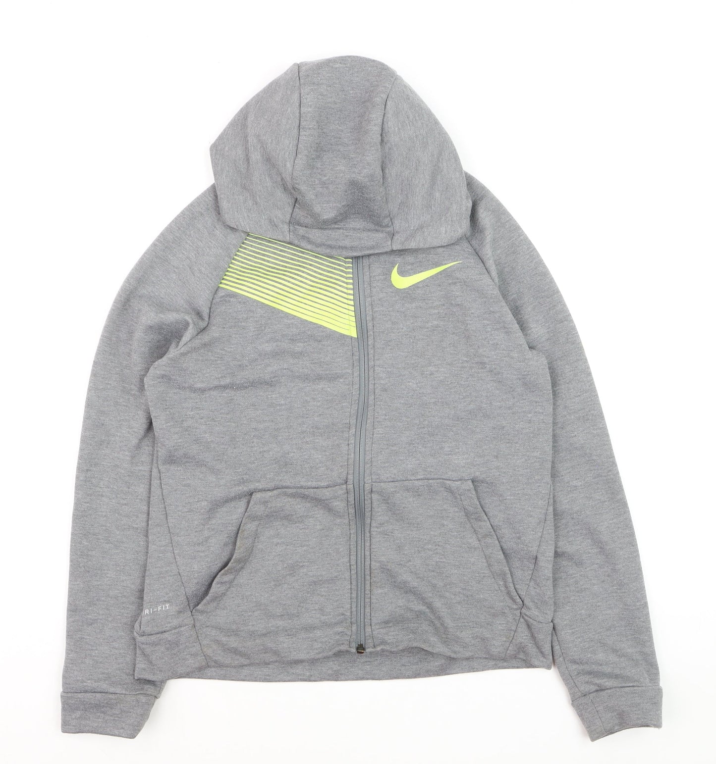 Nike Boys Grey Full Zip Dri-FIT Hoodie XL - Athletic Sportswear