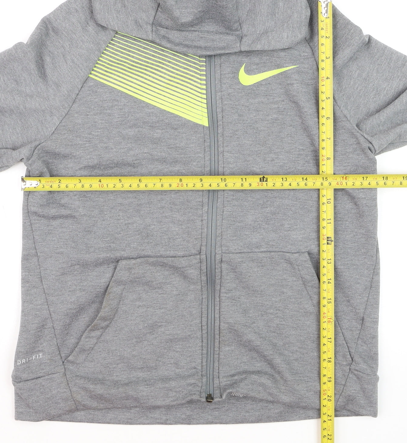 Nike Boys Grey Full Zip Dri-FIT Hoodie XL - Athletic Sportswear