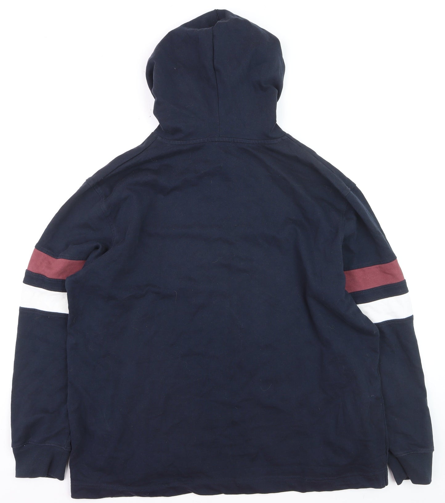 Avenue Men's Blue XL Pullover Hoodie with Striped Sleeves