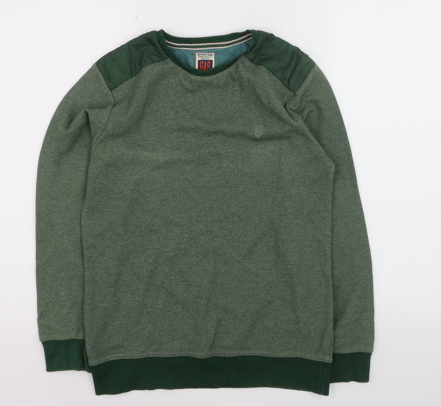 GAS Men's Green Cotton Blend Crew Neck Pullover Jumper Size S