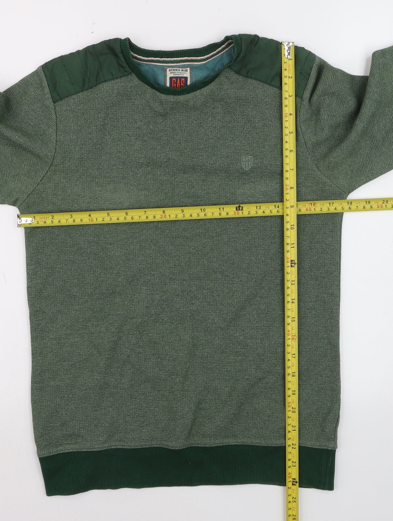 GAS Men's Green Cotton Blend Crew Neck Pullover Jumper Size S