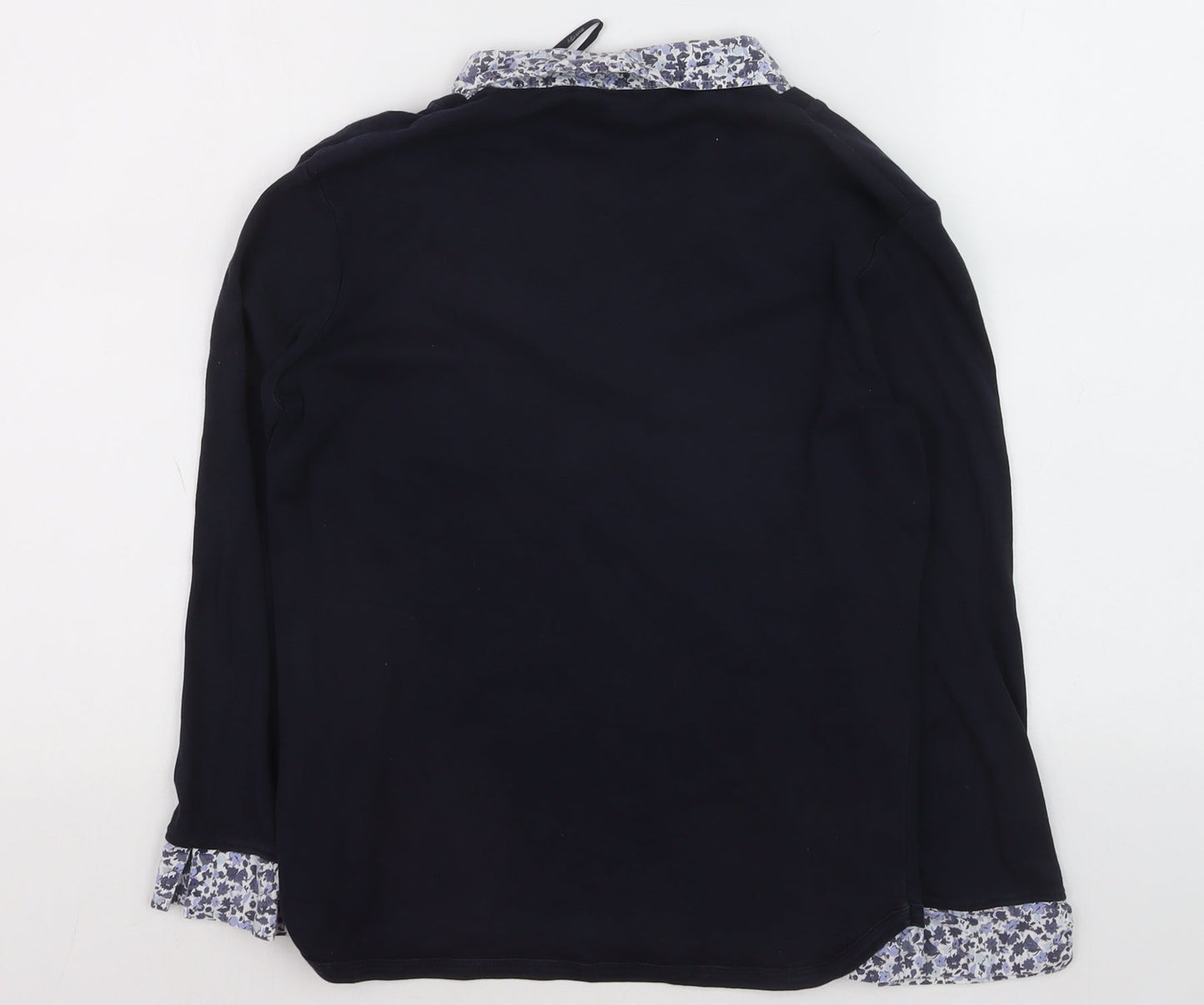 Maine New England Women's Blue Floral V-Neck Cotton Jumper Size 10