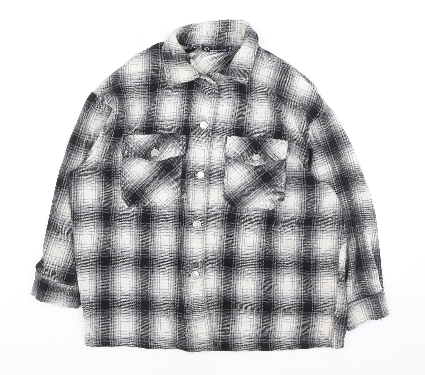 Olivier Vente Womens Grey Check Flannel Cardigan S Relaxed Fit